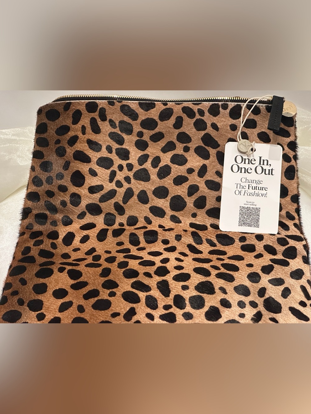 Clare V. Leopard Foldover Clutch Calf Hair Made in USA NWT - Picture 3 of 16